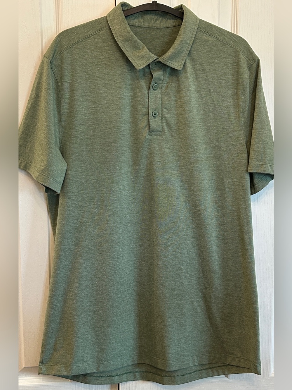 lululemon Evolution Polo Men's L Green Haze Slim Fit Golf Shirt EUC